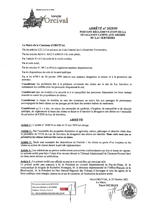 R&eacute;glementation divagation canine